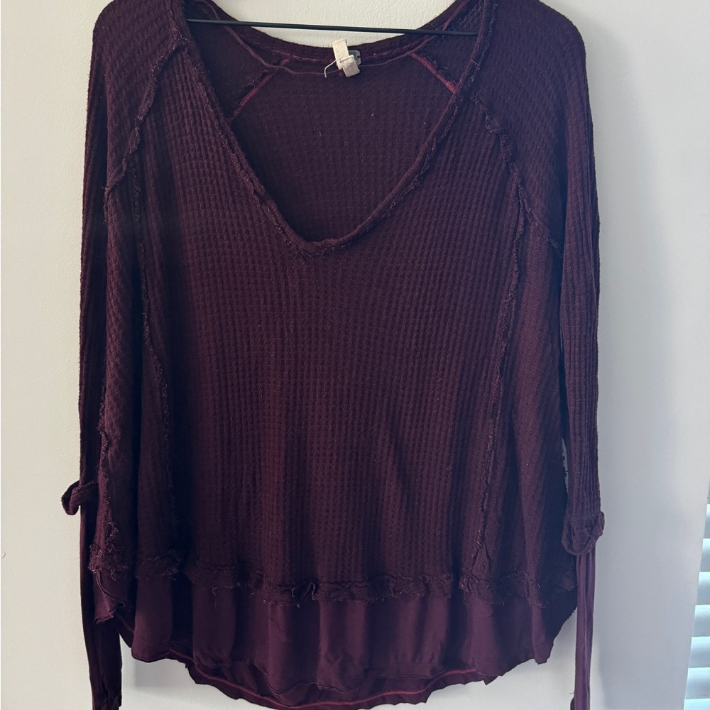 We The Free Thermal Waffle Knit V-neck Tee